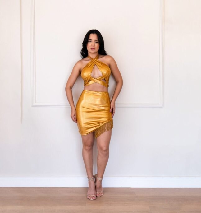 Conjunto brilhos dourado