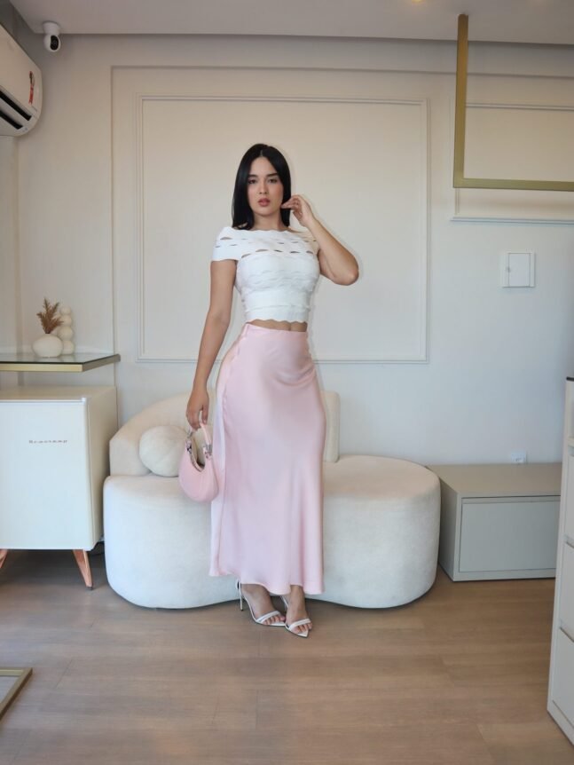 Saia Emilia Cetim Rosa